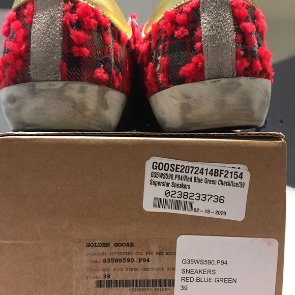 Golden Goose Superstar Red Blue Check/Ice 39 NIB - Picture 3 of 8